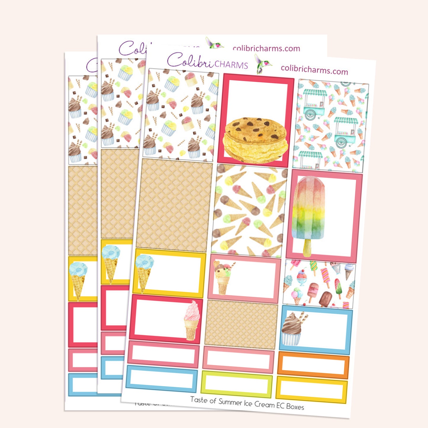 Taste of Summer Ice Cream Box Planner Stickers | Treat Stickers | Summertime Stickers | Happy Planner Stickers | Seasonal Planner