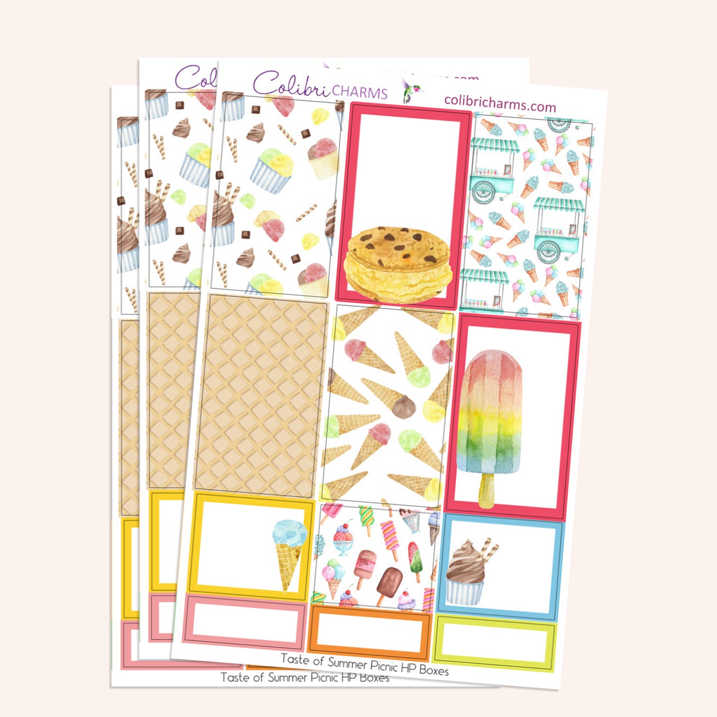 Taste of Summer Ice Cream Box Planner Stickers | Treat Stickers | Summertime Stickers | Happy Planner Stickers | Seasonal Planner