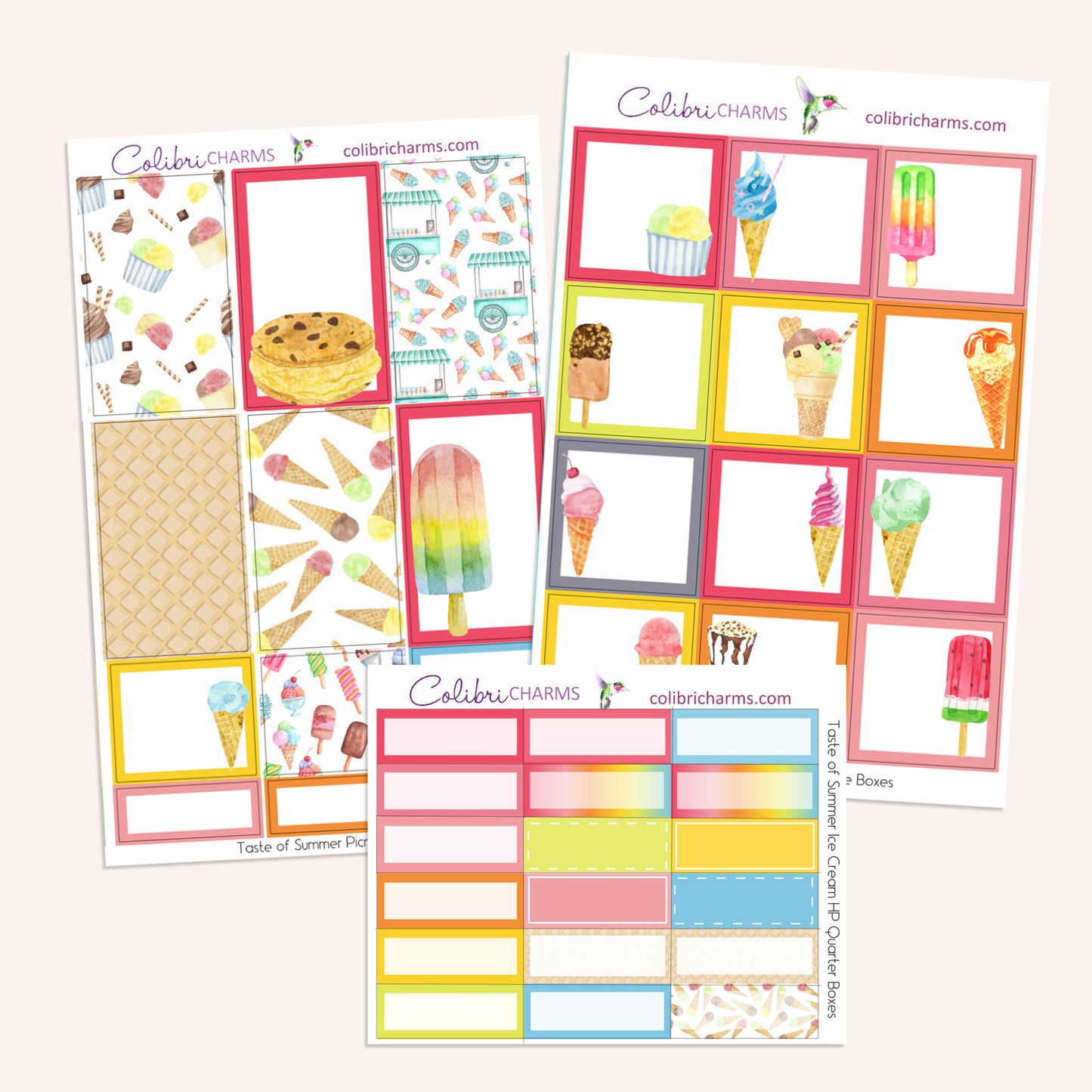 Taste of Summer Ice Cream Box Planner Stickers | Treat Stickers | Summertime Stickers | Happy Planner Stickers | Seasonal Planner