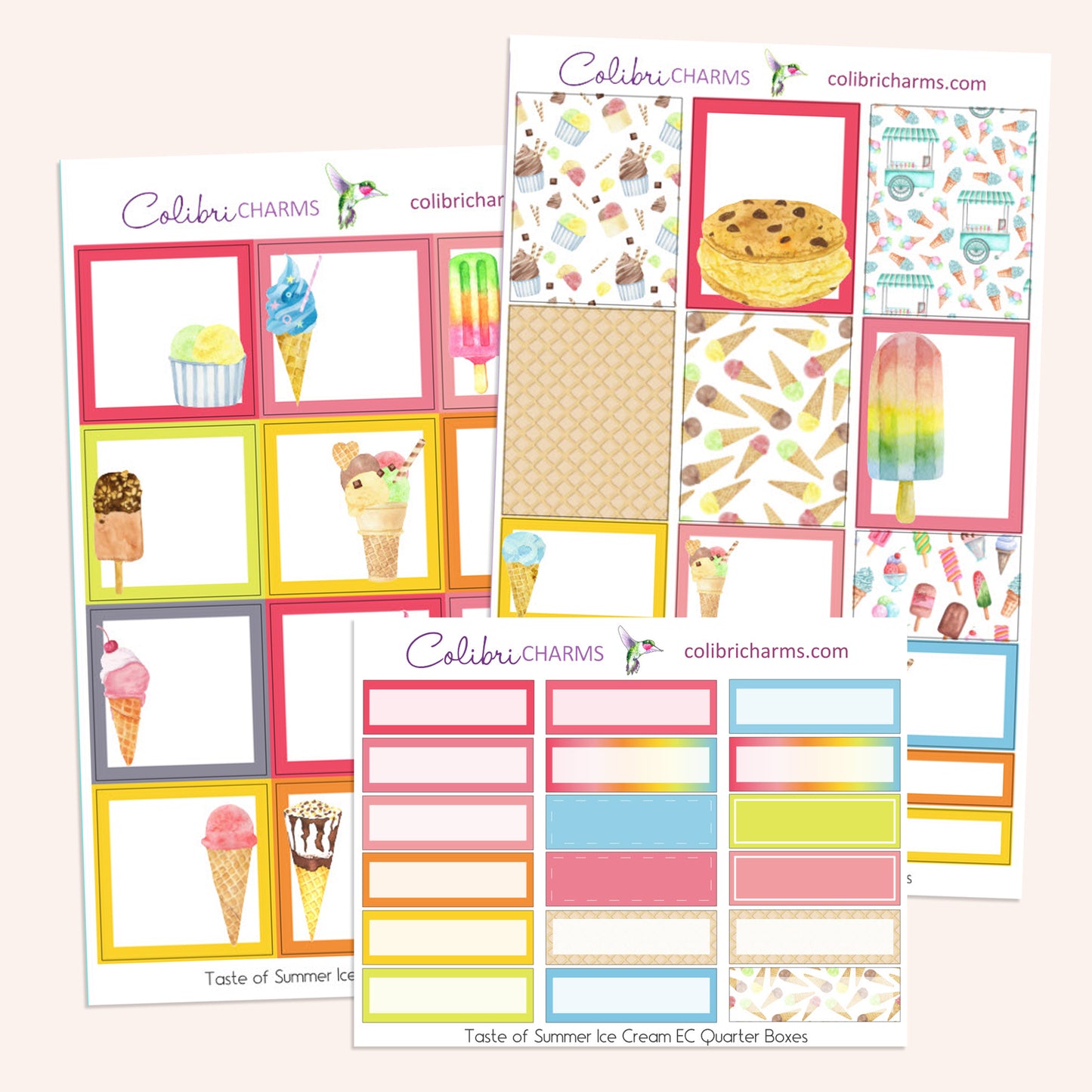 Taste of Summer Ice Cream Box Planner Stickers | Treat Stickers | Summertime Stickers | Happy Planner Stickers | Seasonal Planner