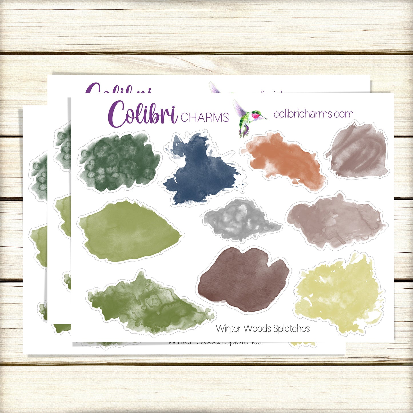 Winter Woods Watercolor Splotches Planner Stickers | Foggy Forest Swatch Stickers | Seasonal Planner