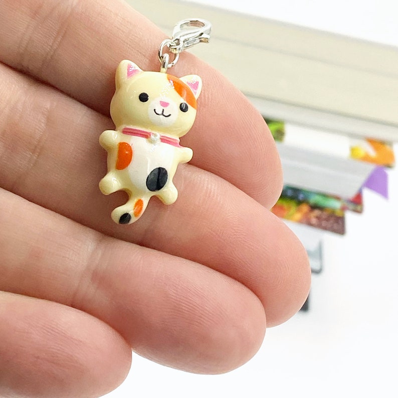 Resin Cat Planner Charm | Perfect Gift for Cat Lovers | Cute Kitty Bookmark | Clip | | Feline Stitch Marker | Progress Keeper | Counter