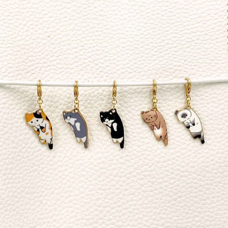 Enamel Cats Planner Charms | Kitty Stitch Marker | Bookmark | Perfect Gift for Cat Lover | Kitties Progress Keeper | Counter