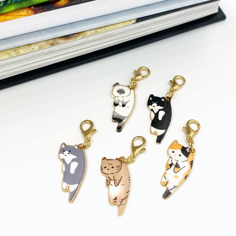 Enamel Cats Planner Charms | Kitty Stitch Marker | Bookmark | Perfect Gift for Cat Lover | Kitties Progress Keeper | Counter