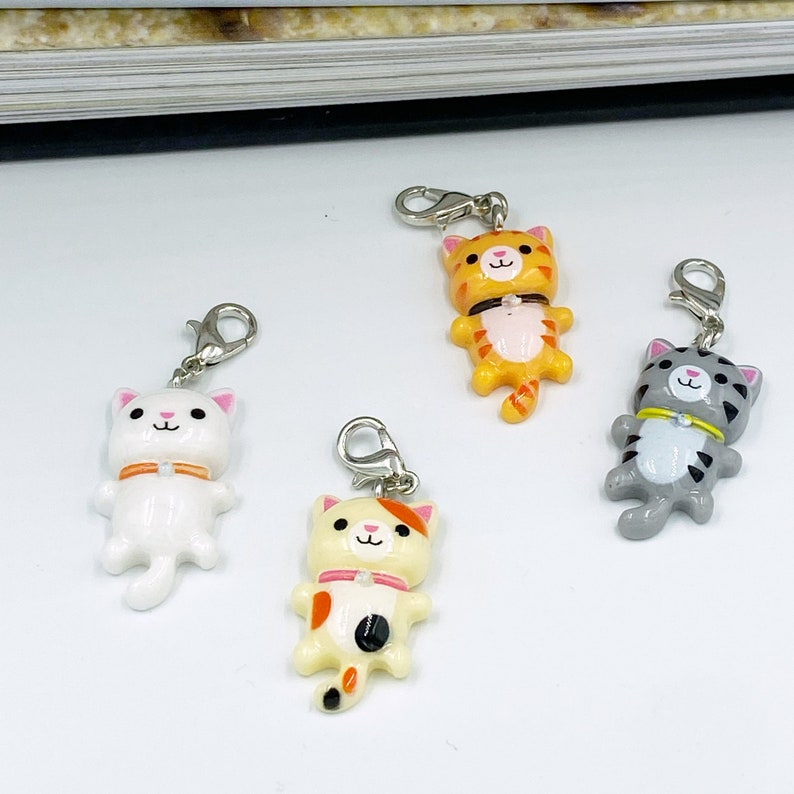 Resin Cat Planner Charm | Perfect Gift for Cat Lovers | Cute Kitty Bookmark | Clip | | Feline Stitch Marker | Progress Keeper | Counter