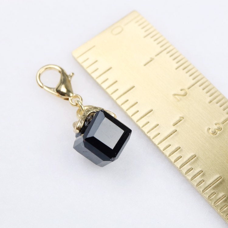 Black Glass Cube charms | Planner Decorations | Sparkling Stitch Marker | Progress Keeper