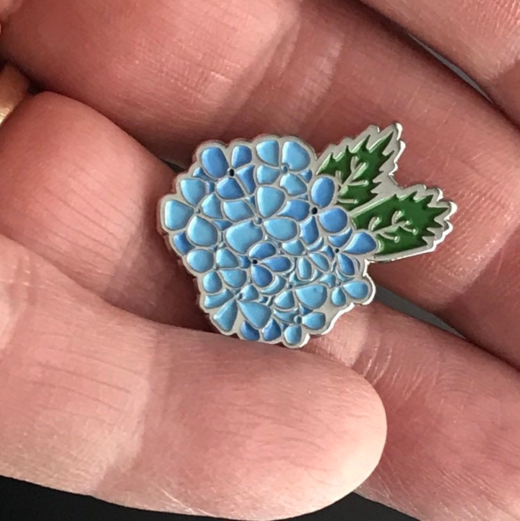 Exclusive Hydrangea Enamel Pin | Floral Lapel Pin | Blue Flower Brooch