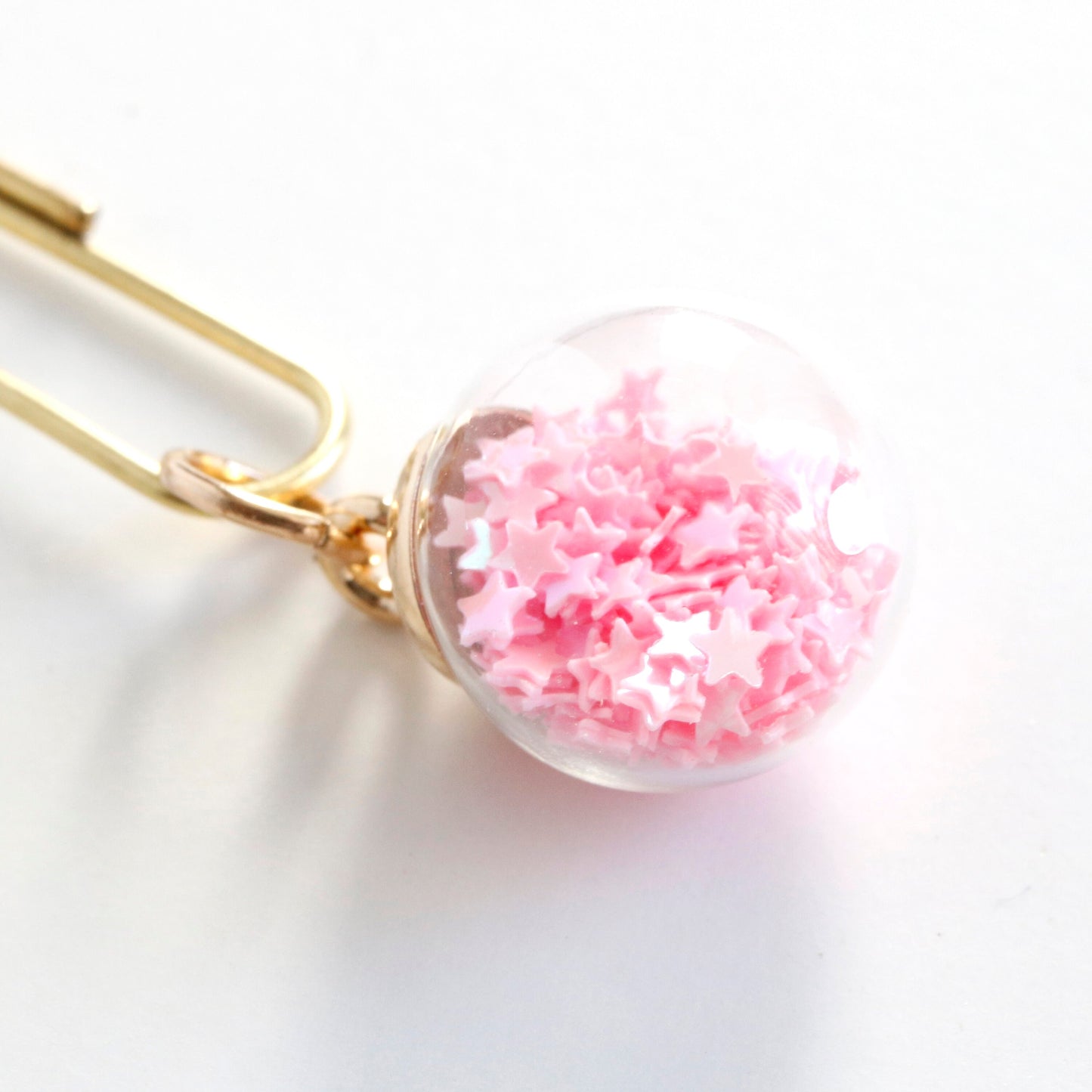 Pink Star-Filled Sphere Charm | Sparkly Planner Charm | Stitch Marker | Progress Keeper | Counter