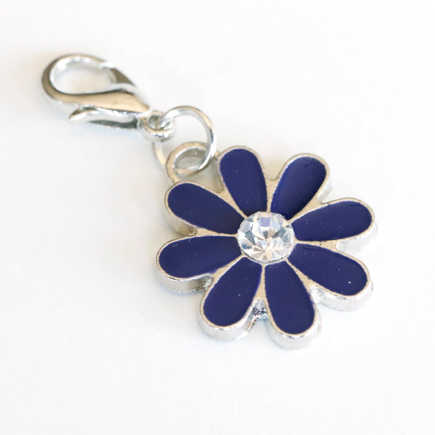 Daisy Charm with Rhinestone in Navy, Pink, Teal or Yellow | Flower Bookmark | Daisy Clip