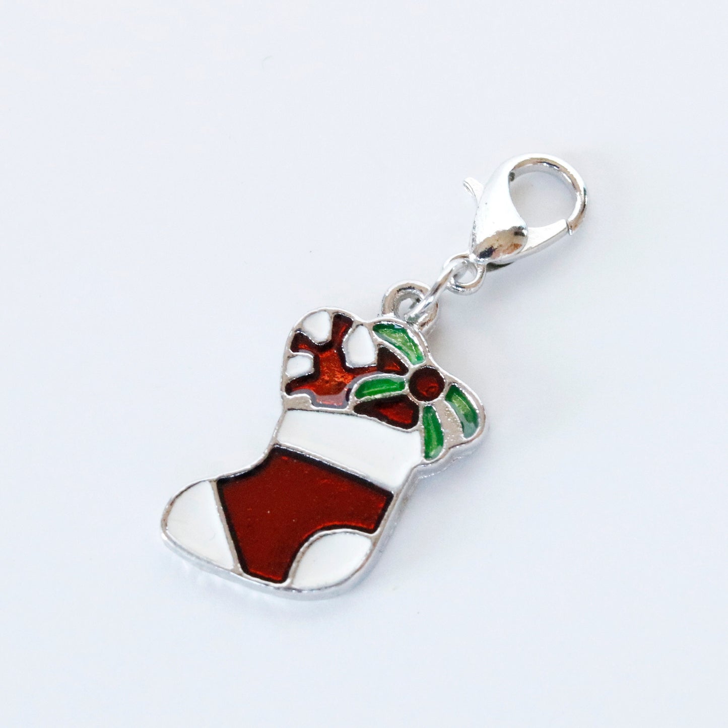 Red Enamel Stocking Charm | Christmas Bookmark | Holiday Clip