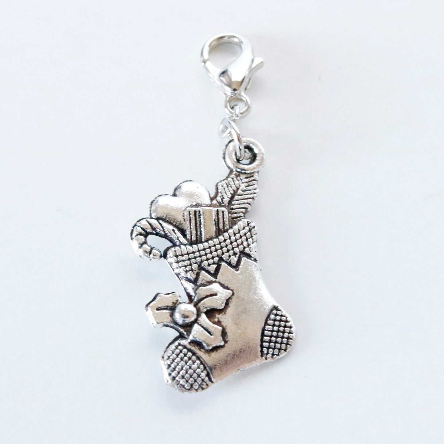 Silver Stocking Charm | Christmas Bookmark | Sock Clip | Progress Keeper | Stitch Marker | Counter