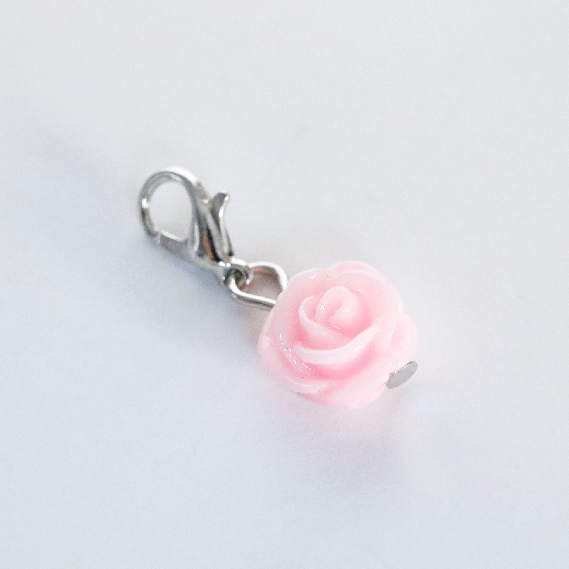 Purple Rose Flower Charm Zipper Pull & Keychain Add On Clip!!