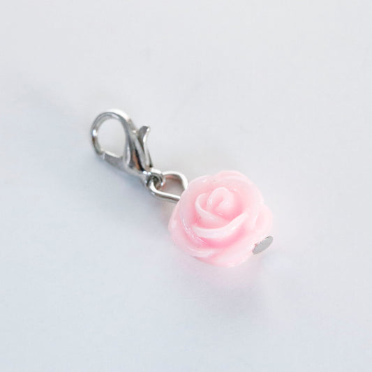 Pink Resin Flower Charms | Floral Bookmark | Rose Clip