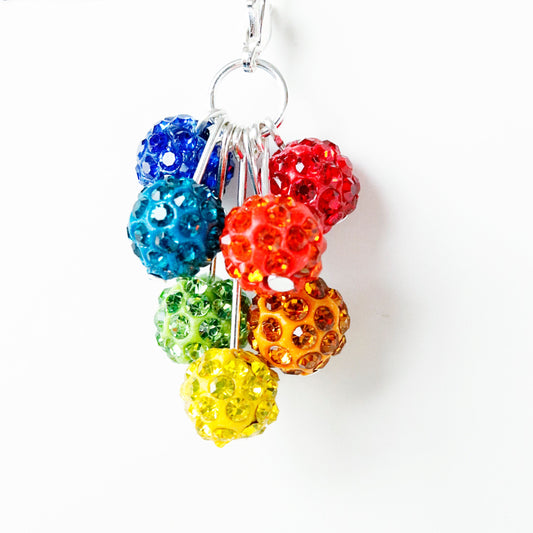 Rainbow Sparkle Planner Charm | Rhinestone Bead Dangle | Colorful Beaded Planner Clip