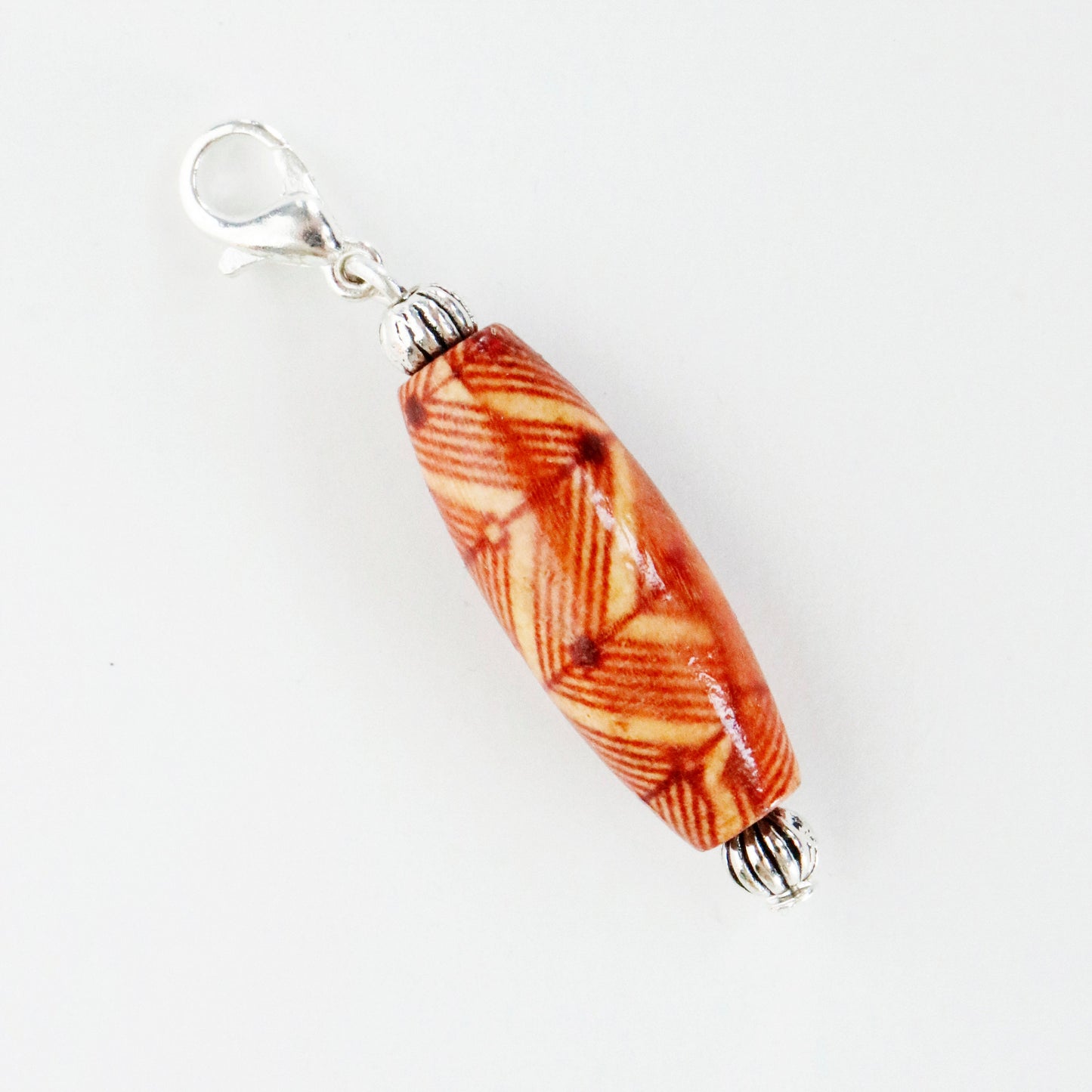 Patterned Print Bead Charm | Wooden Bookmark | Safari Clip