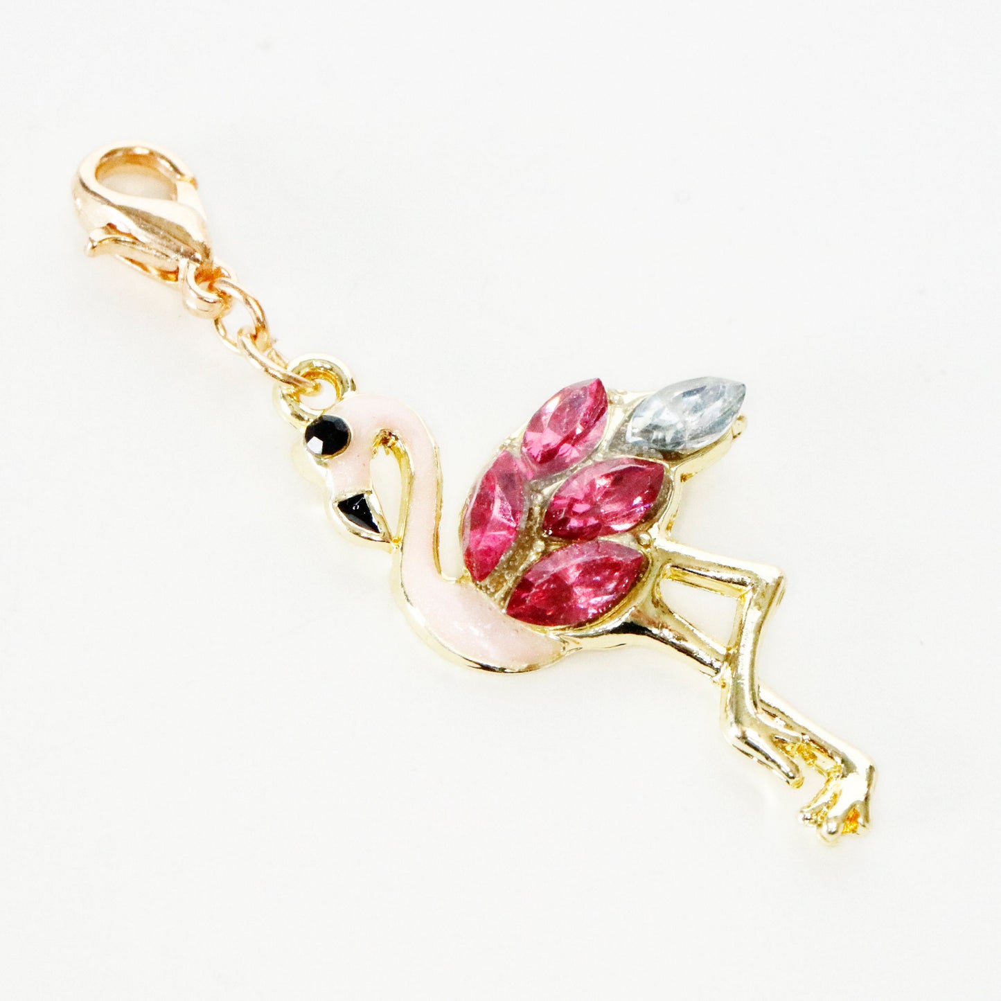 Flamingo Charm | Rhinestone Bookmark | Tropical Clip | Miami Stitch Marker | Zoo Progress Keeper