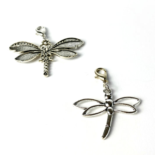 Silver Dragonfly Charms | Open Dragonfly Bookmark | Antique Dragonfly Clip