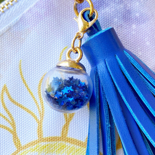 Black and Blue Star-Filled Sphere Charm