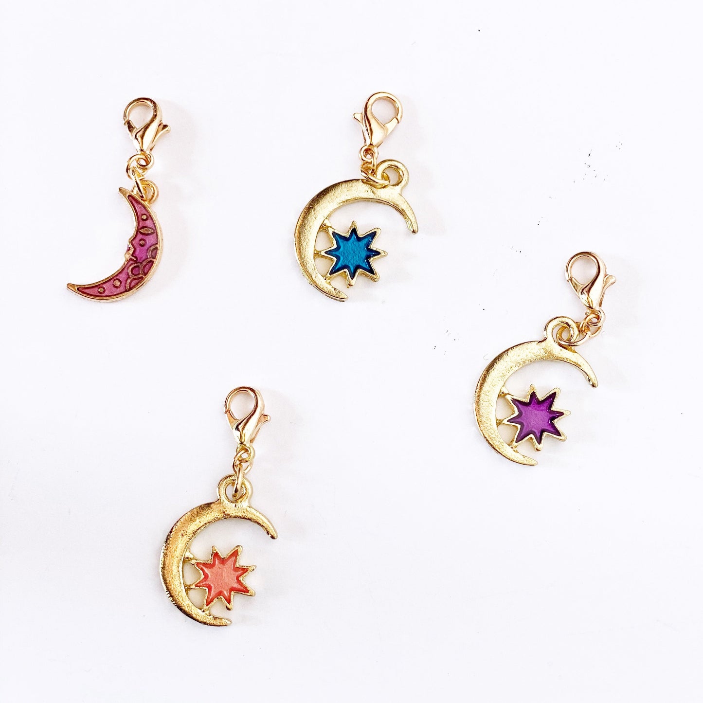 Enamel Moon & Star Charms | Celestial Bookmark | Moons and Stars Clip