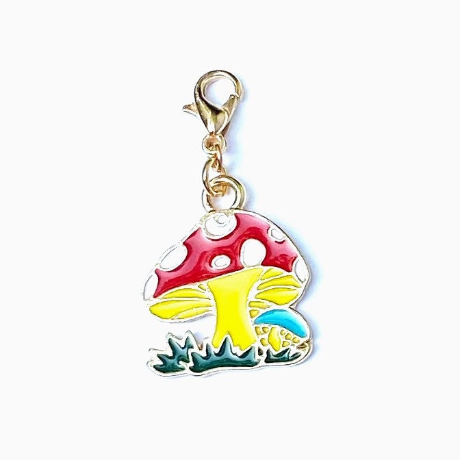 Red and Blue Mushroom Charms | Toadstool Bookmark | Toad Stool Clips