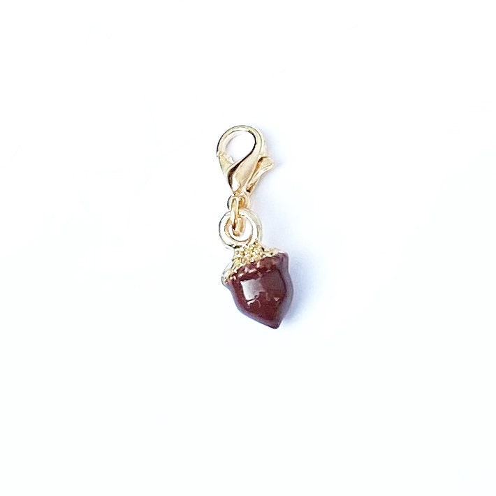 3D Enamel Acorn Charm | Tiny Acorn Stitch Marker | Autumn Bookmark