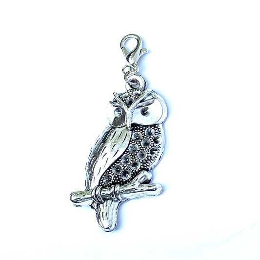 Vintage Silver Owl Charm | Wise Owl Clip | Night Owl Bookmark | Teacher Stitch Marker