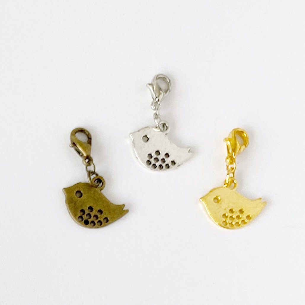 Dotty Bird Charms | Birdie Bookmark | Bird Stitch Marker