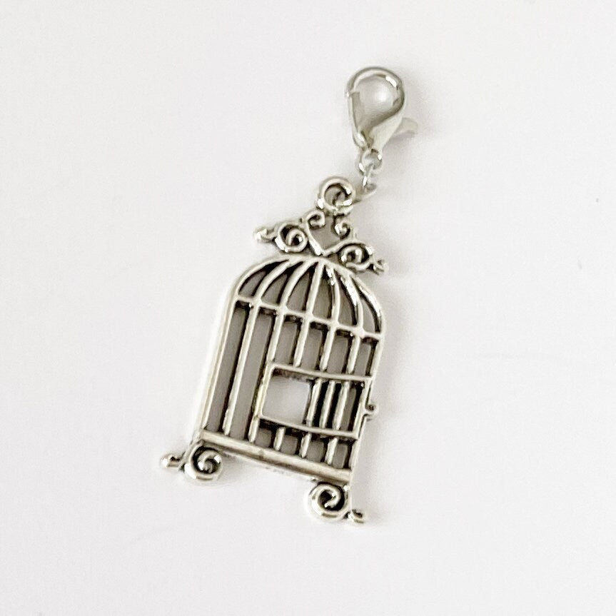 Bird Cage Charm | Empty Cage Bookmark | Free Bird Stitch Marker