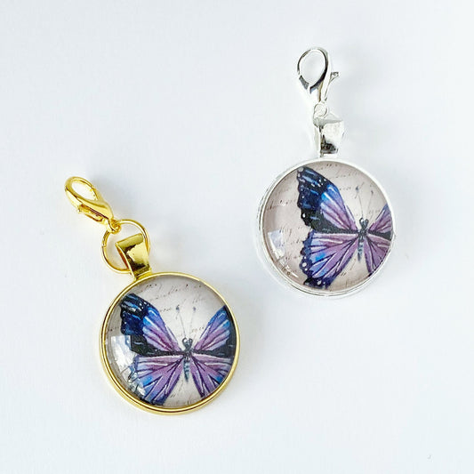 Purple Butterfly 25mm Cabochon Charm, Butterfly Bookmark, Butterfly Planner Decor, 1-inch Charm