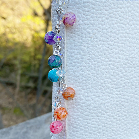 Watercolor Bead Chain | Colorful Beaded Charm | Splatter Bead Dangle