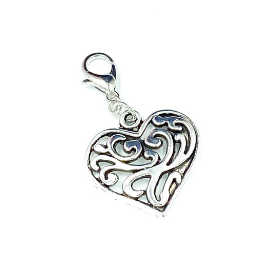 Large Filigree Heart Charm | Love Bookmark | Valentine Clip | Stitch Marker | Progress Keeper