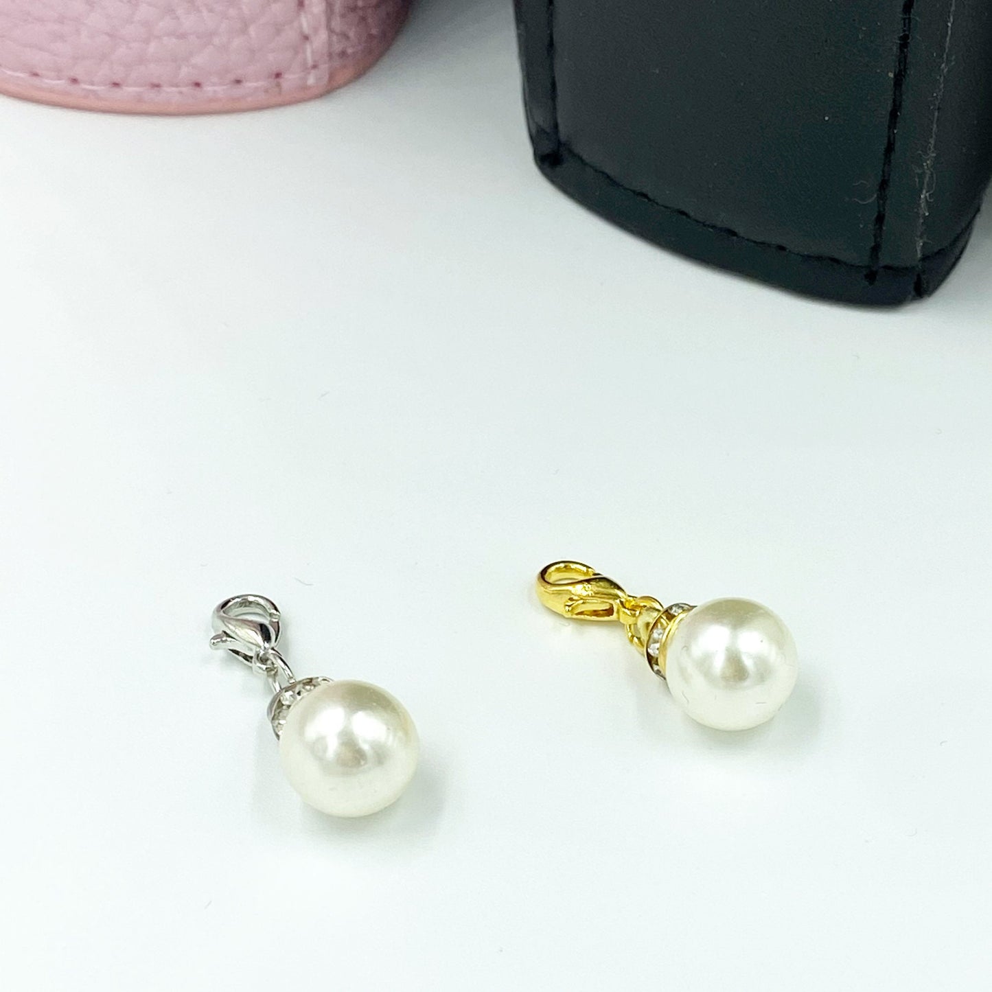 Pearl and Rhinestone Charms | Pearl Bookmark | Sparkly Pearl Stitch Marker