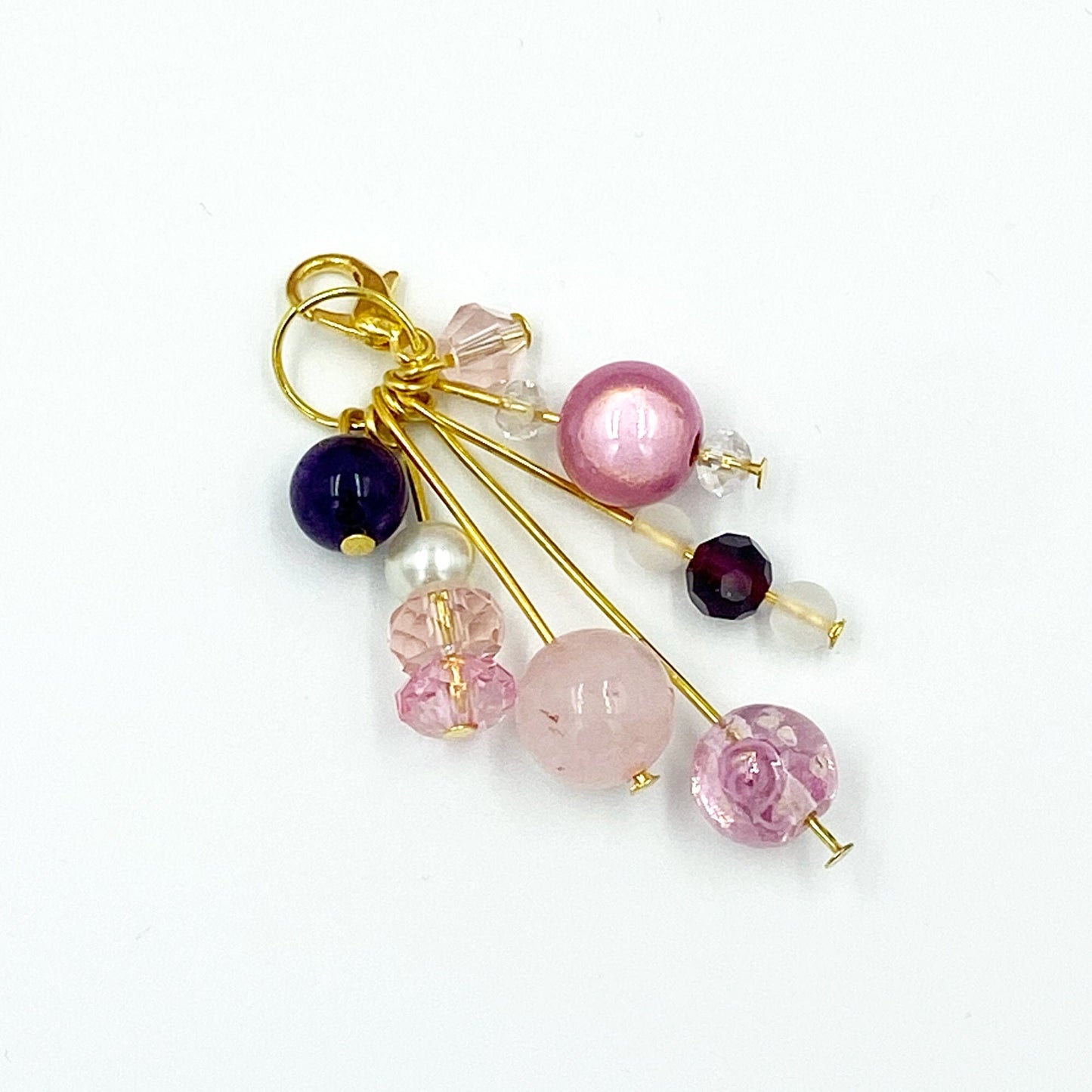 Sakura Beaded Planner Charm | Pink Bead Dangle | Spring Bead Cluster