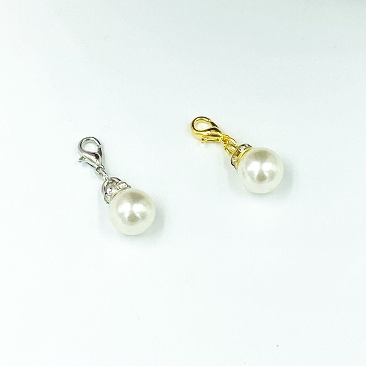 Pearl and Rhinestone Charms | Pearl Bookmark | Sparkly Pearl Stitch Marker