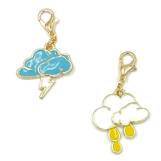 Clouds Planner Charms | Rain Cloud Bookmark | Lightning Stitch Marker | Weather Progress Keeper