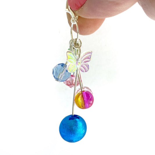 Sprung Beaded Planner Charm | Sparkly Bead Cluster | Butterfly Planner Clip