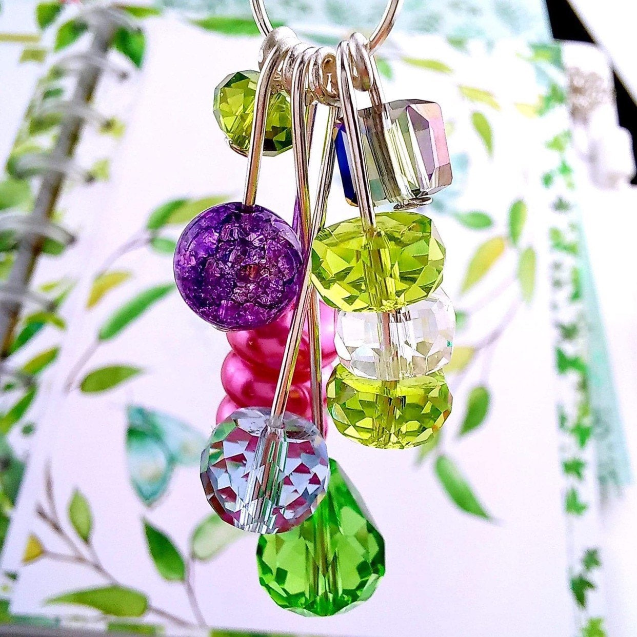 Garden Beaded Planner Charm | Colorful Bead Dangle | Spring Beaded Chain