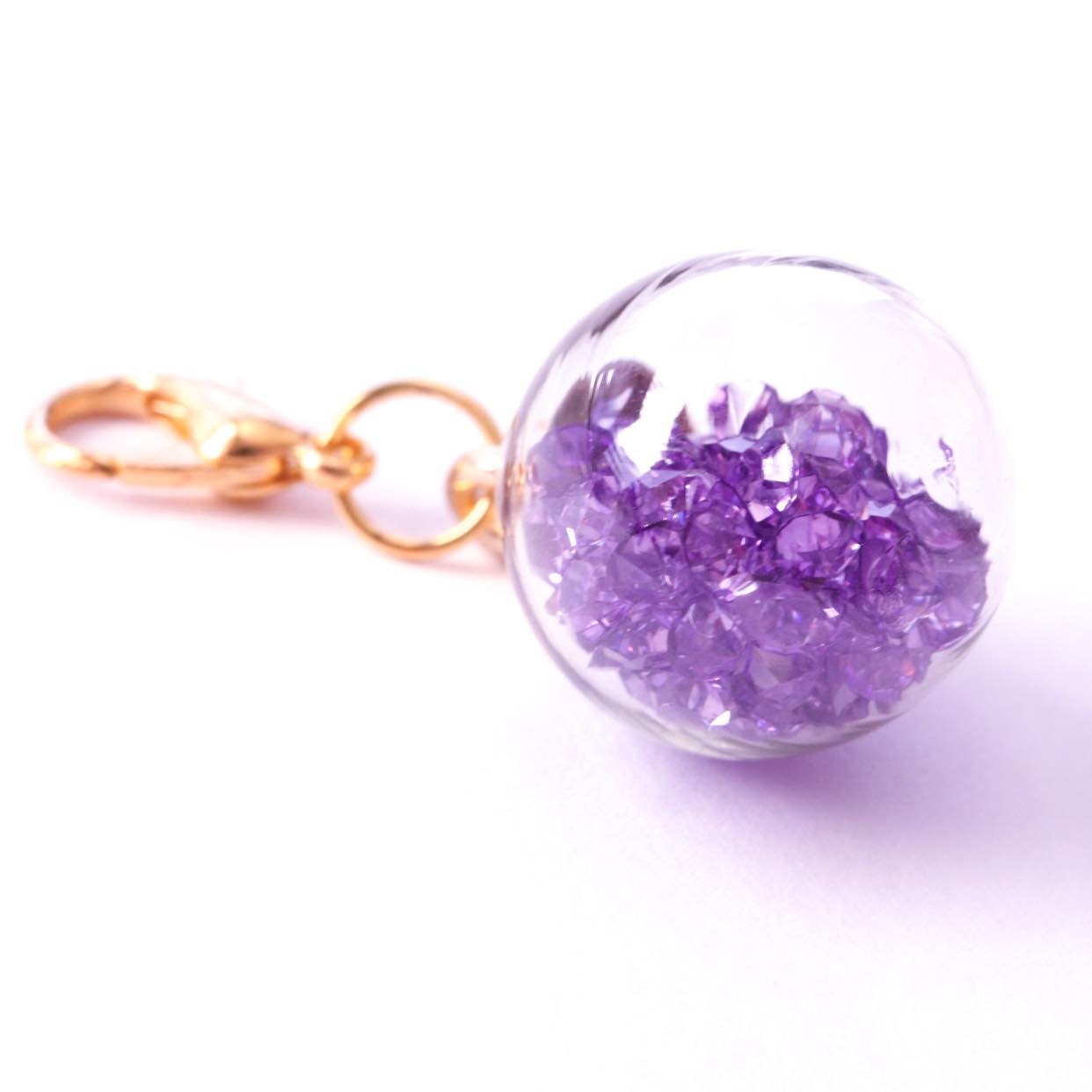 Purple Planner Charm | Gem Sphere Stitch Marker | Sparkly Progress Keeper