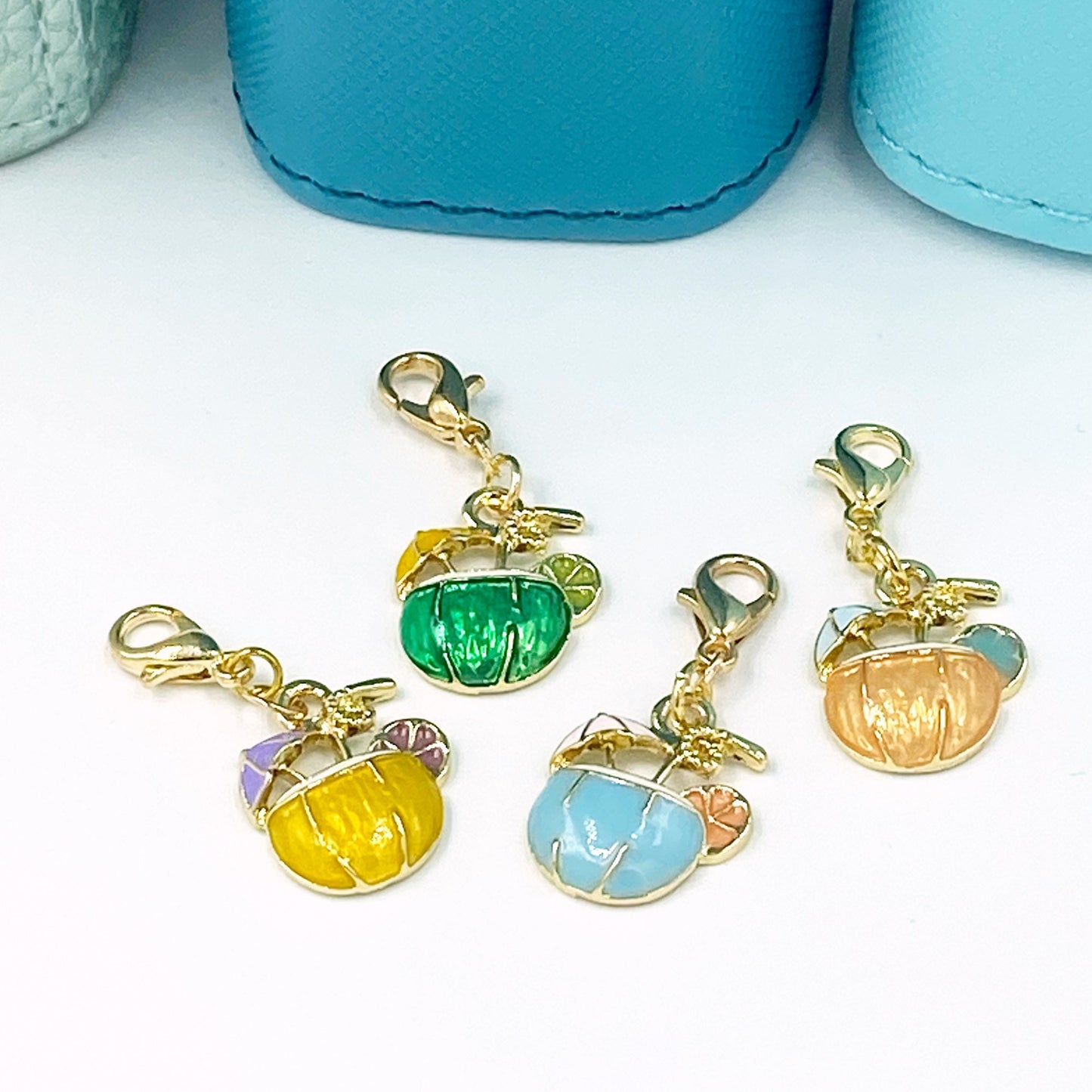 Coconut Drink Charms | Colorful Summer Bookmark | Tropical Drink Stitch Marker