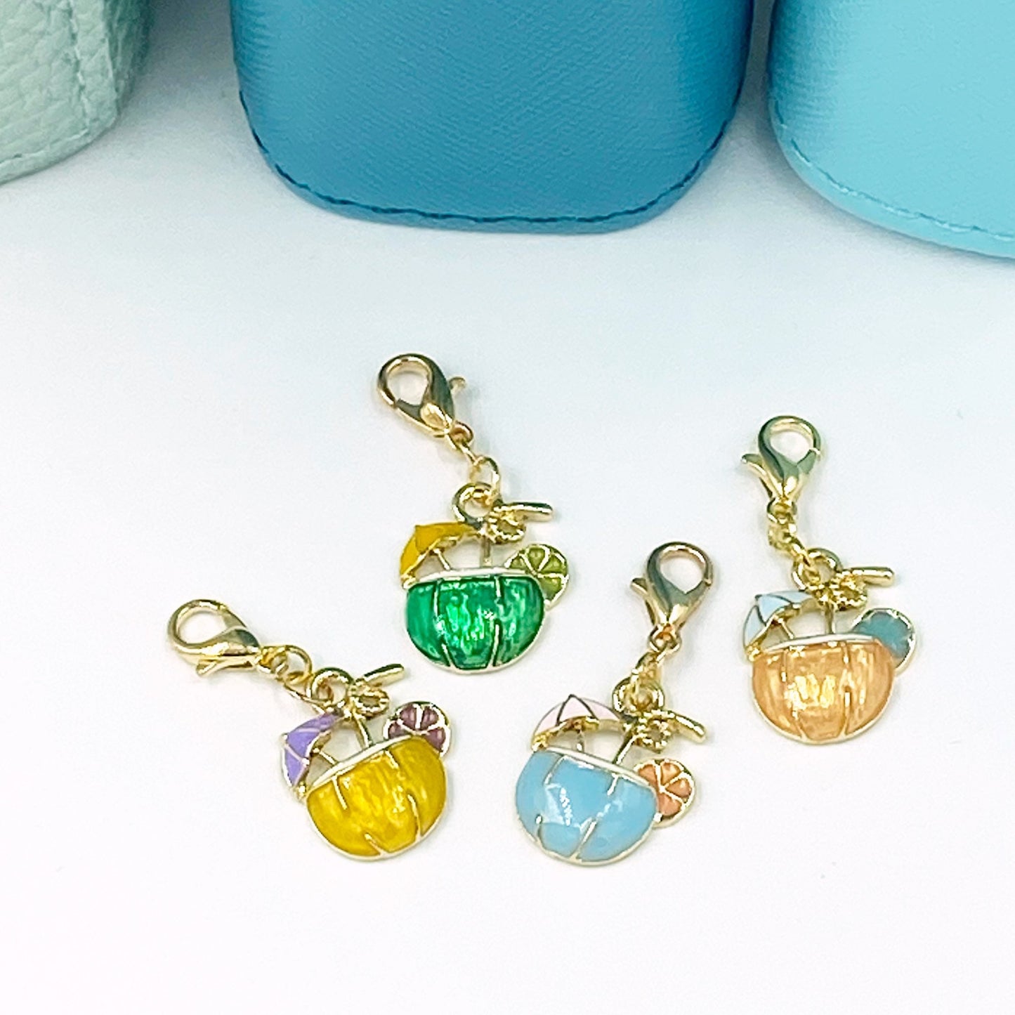 Coconut Drink Charms | Colorful Summer Bookmark | Tropical Drink Stitch Marker