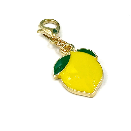 Enamel Lemon Charm | Citrus Planner Clip | Lemon Stitch Marker