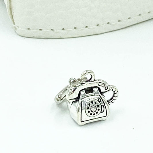 3D Old Telephone Charm | Retro Phone Bookmark | Corded Phone Stitch Marker