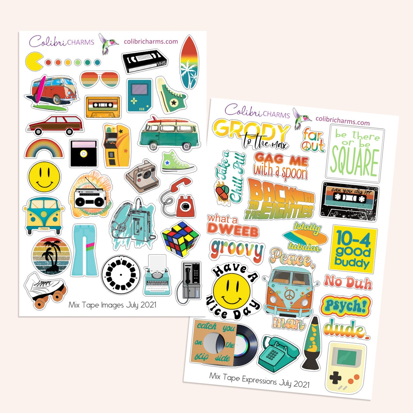 Mix Tape Planner Stickers | Retro Stickers | Throwback Stickers | Back to the 80s | 70s | Groovy | Camper Van