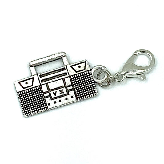 Boombox Charm | Boom Box Bookmark | Tape Player Stitch Marker