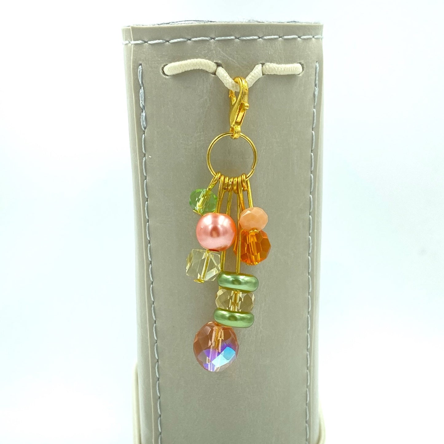 Peach Orchard Beaded Planner Charm | Peachy Bead Dangle | Colorful Bead Cluster