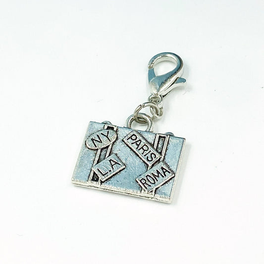 Embossed Suitcase Charm | Travel Bookmark | Road Trip Stitch Marker