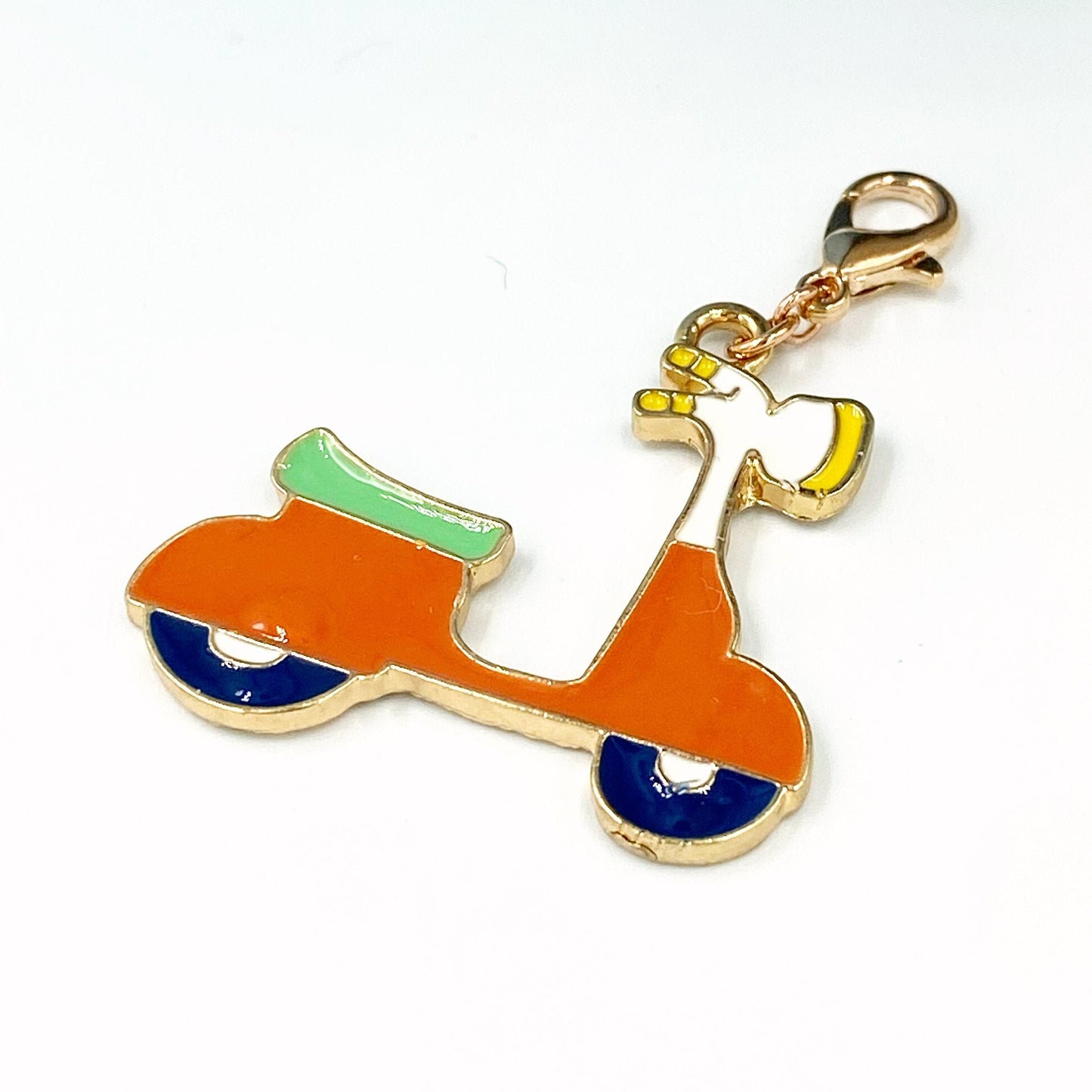 Brown Enamel Scooter Charm | Travel Bookmark | Scooter Stitch Marker