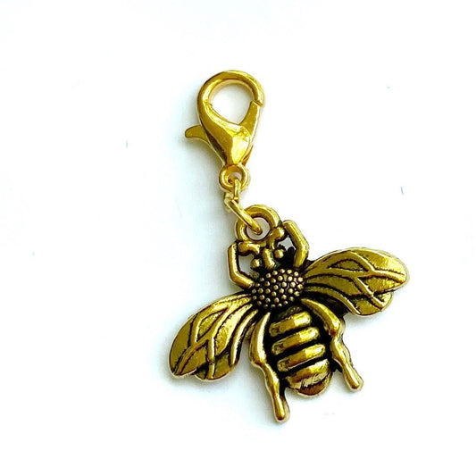 Antique Gold Bee Charm | Bumblebee Stitch Marker | Bee Bookmark | Stitch Counter | Progress Keeper