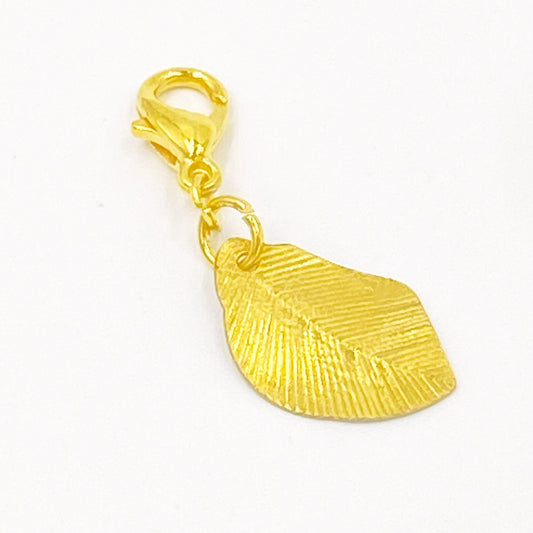 Tiny Gold Leaf Charm | Autumn Leaf Clip | Fall Leaves Bookmark | Stitch Marker | Progress Keeper