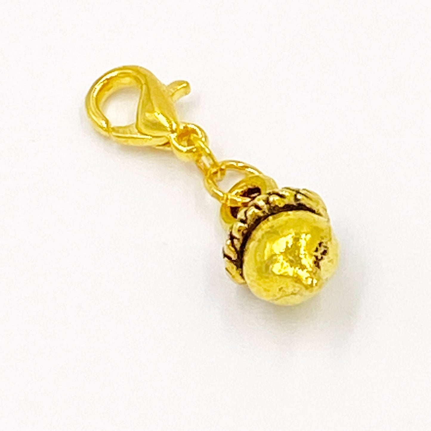 Tiny Gold Acorn Charm | 3D Acorn Bookmark | Fall Clip | Autumn Leaf Stitch Marker